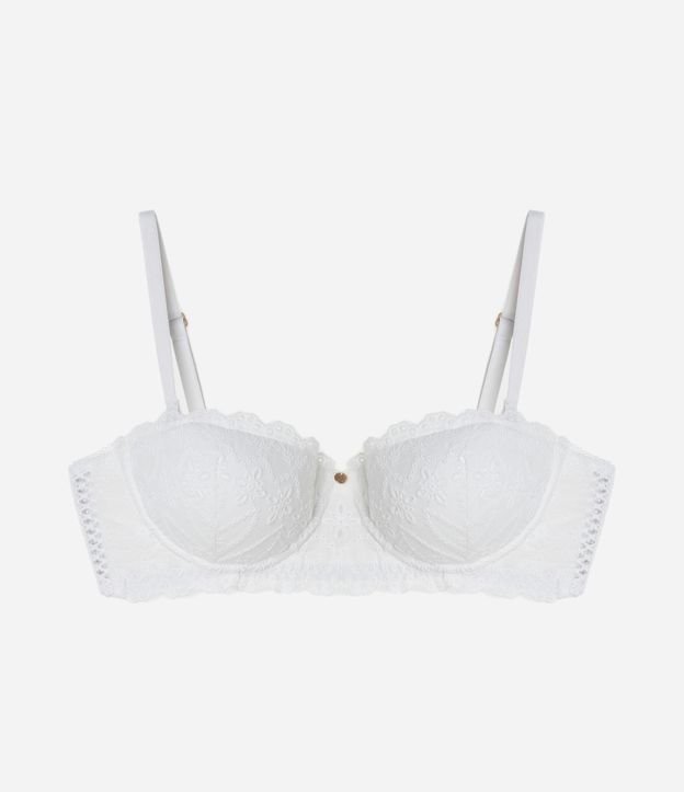 Sutiã com Bojo Tomara em Algodão Bordado e Alças Removíveis