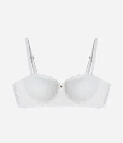Sutiã com Bojo Tomara em Algodão Bordado e Alças Removíveis