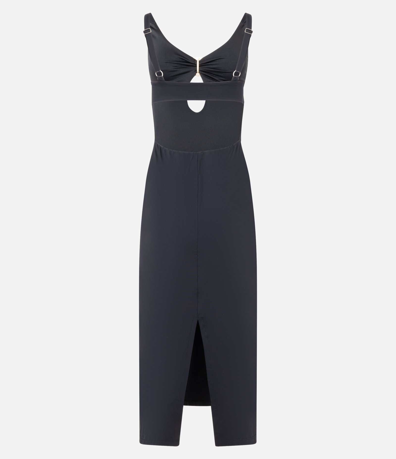 Vestido New Midi com Cut Out e Aviamento no Busto Preto 7