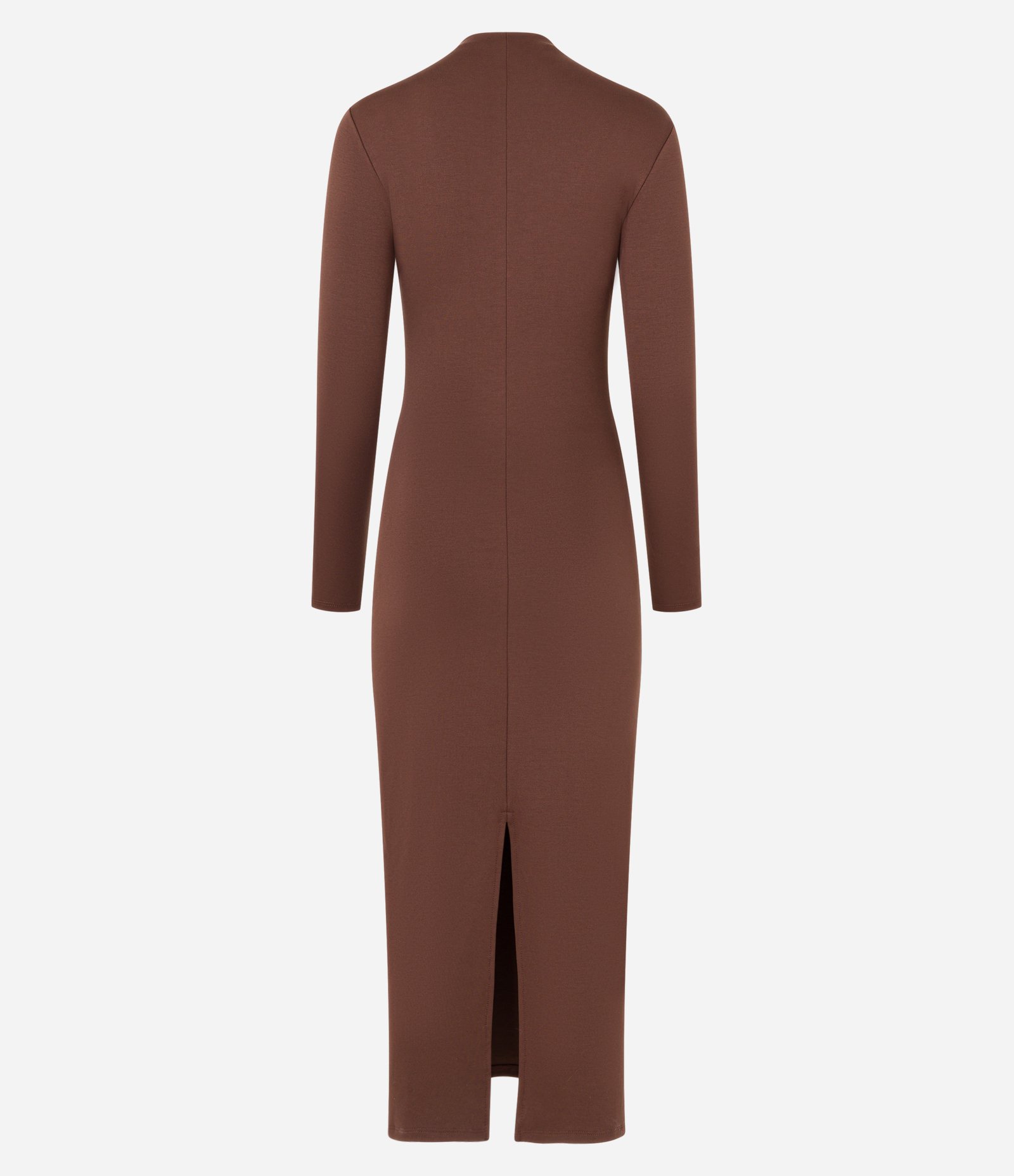 Vestido Long Midi em Viscose com Golinha Alta Marrom 7
