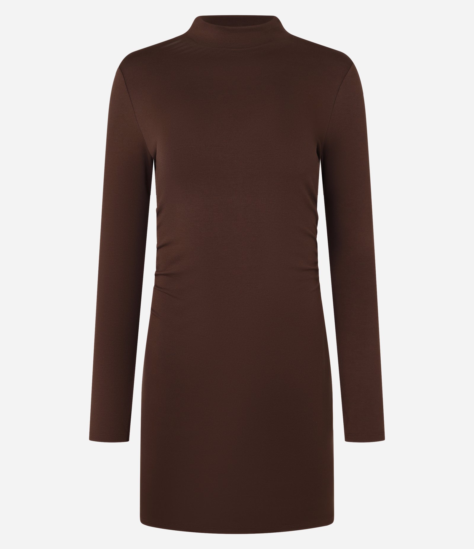 Vestido Curto em Ponto Roma com Golinha Alta Marrom 4