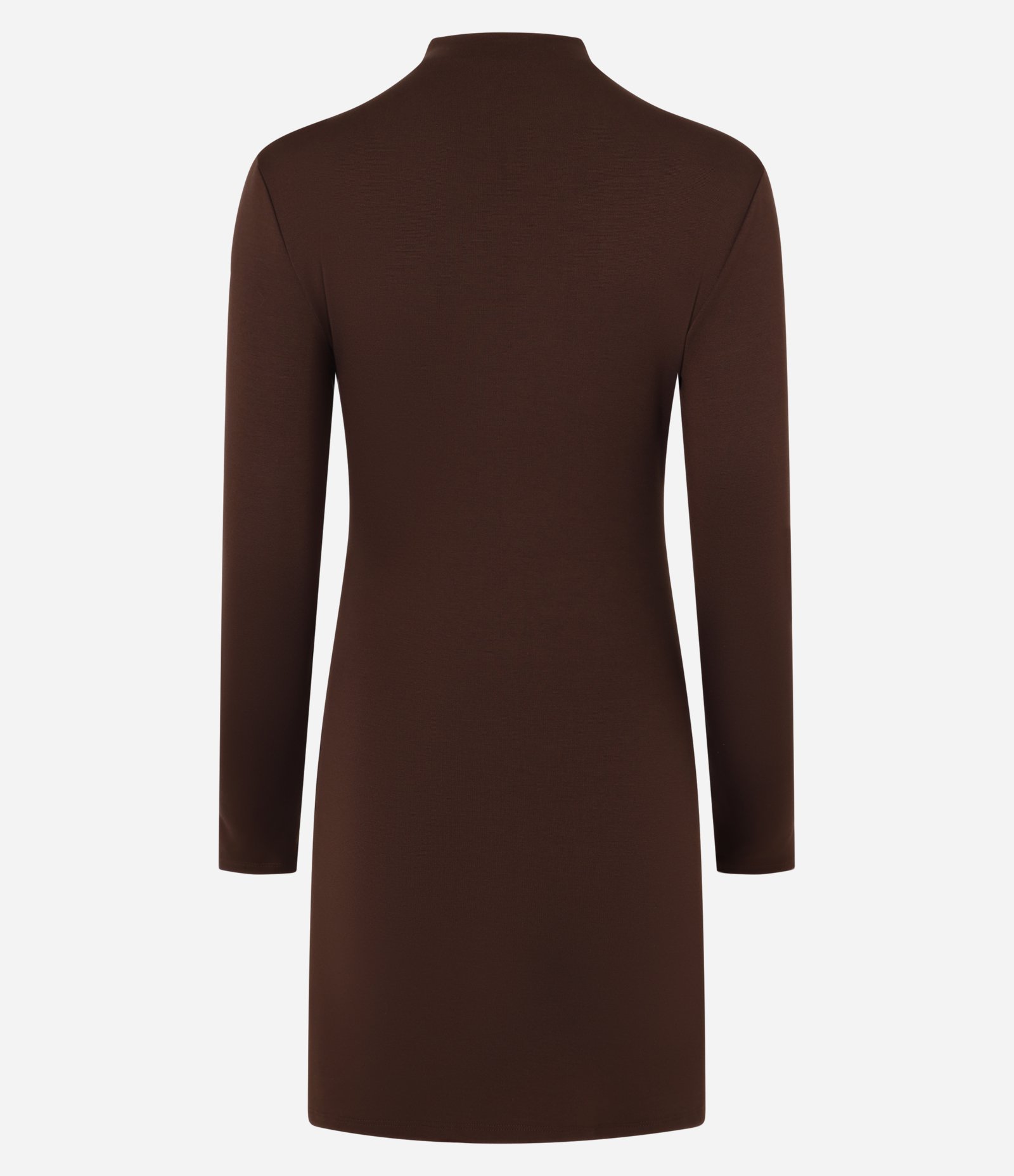 Vestido Curto em Ponto Roma com Golinha Alta Marrom 5