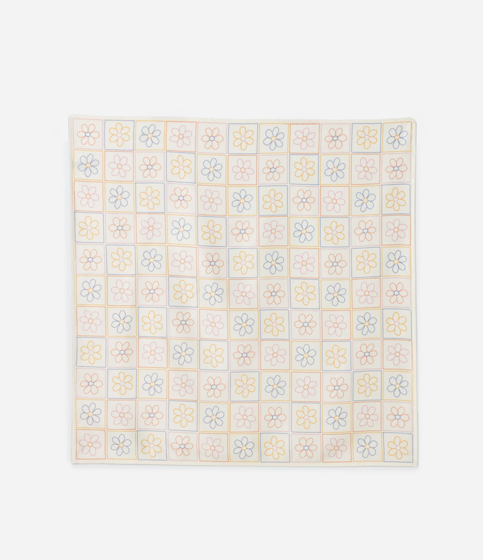 Lenço Infantil em Cetim com Estampa Flores - Tam Único Bege 1