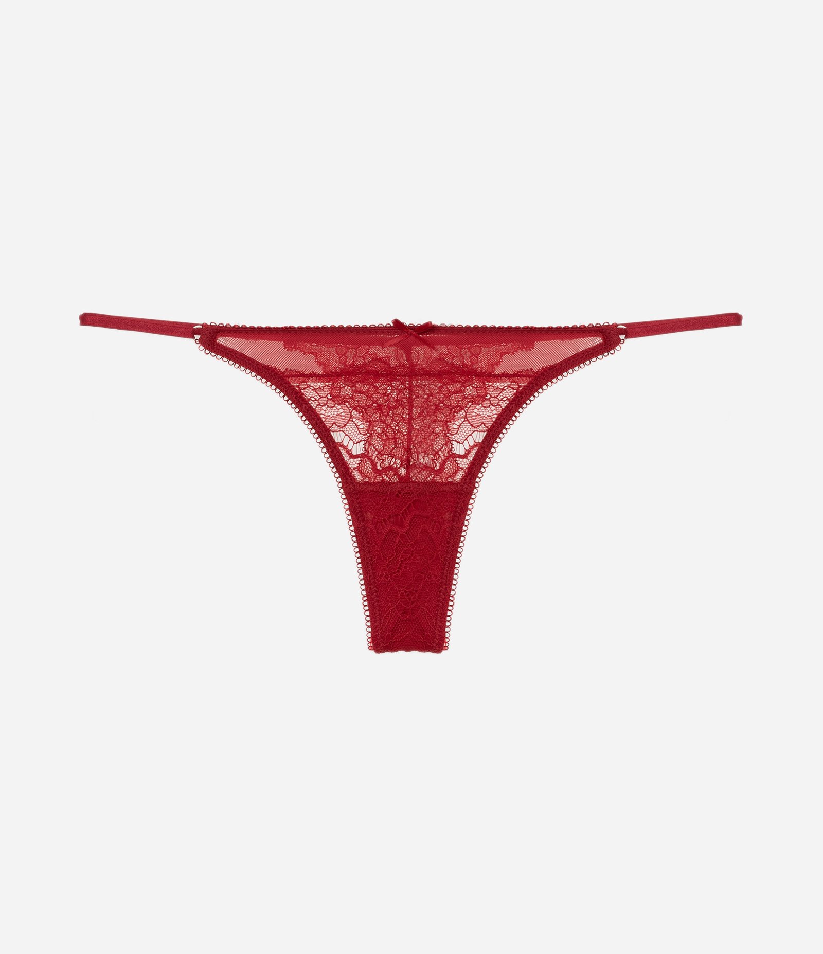 Calcinha String Fio Duplo em Renda Floral Vermelho 5