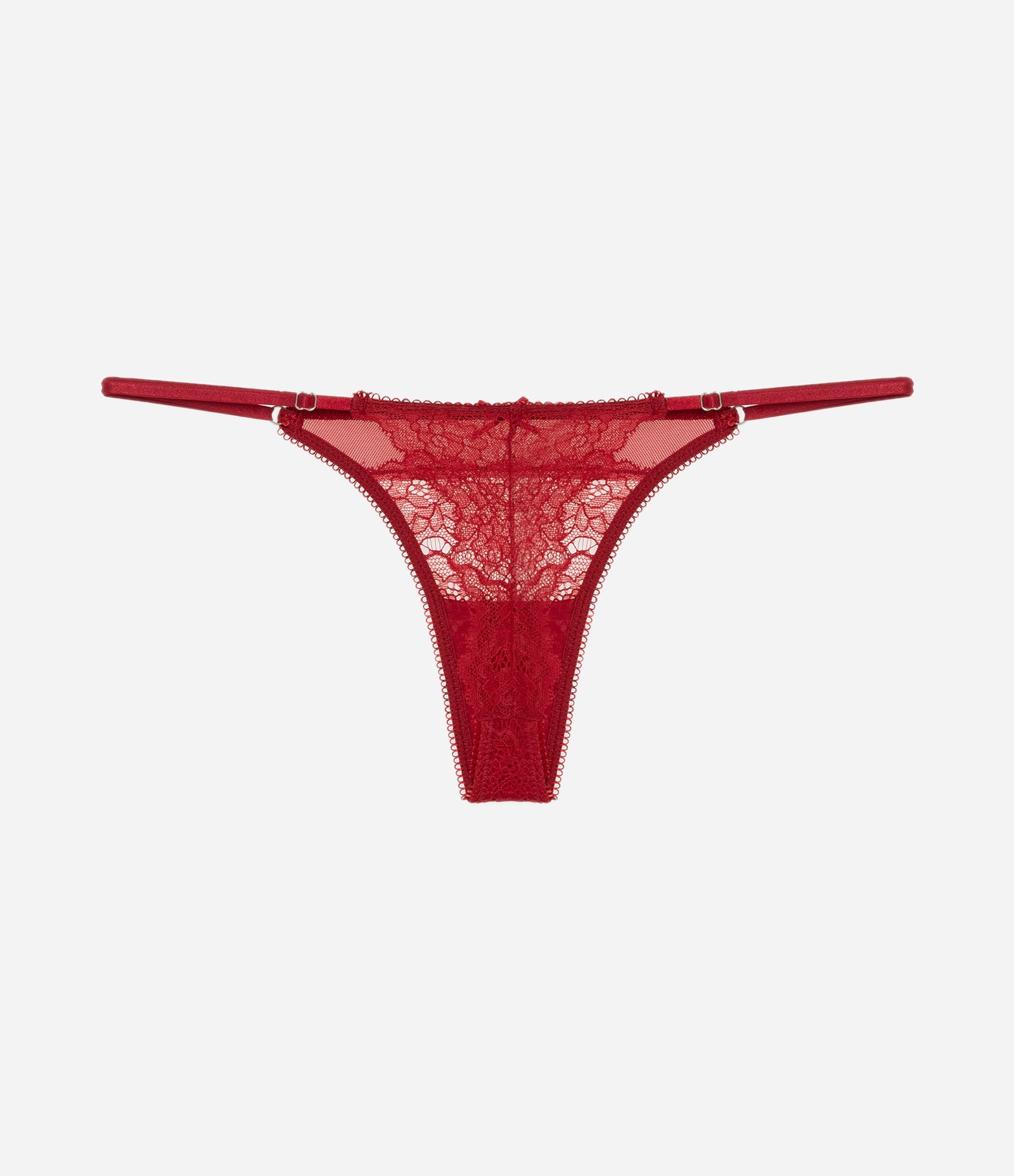 Calcinha String Fio Duplo em Renda Floral Vermelho 6