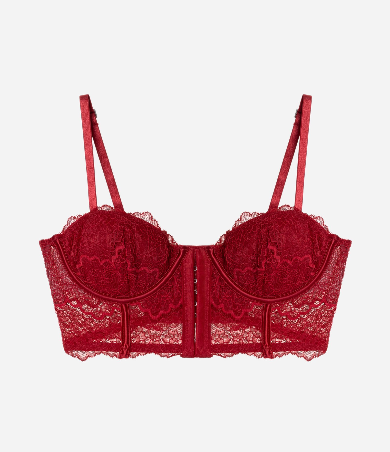 Sutiã Alongado em Renda Floral Vermelho 5