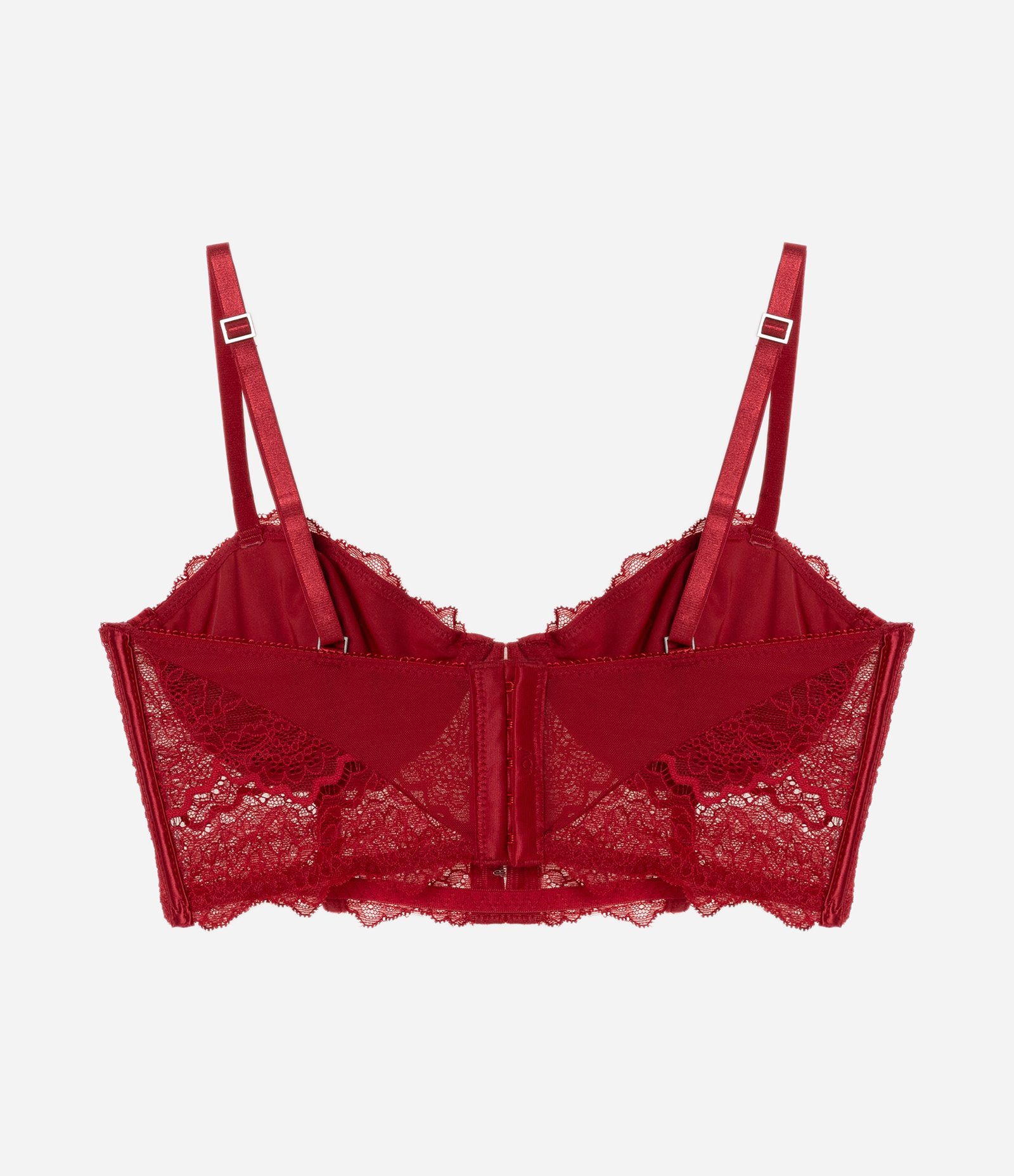 Sutiã Alongado em Renda Floral Vermelho 6