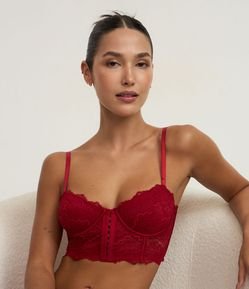 Sutiã Alongado em Renda Floral