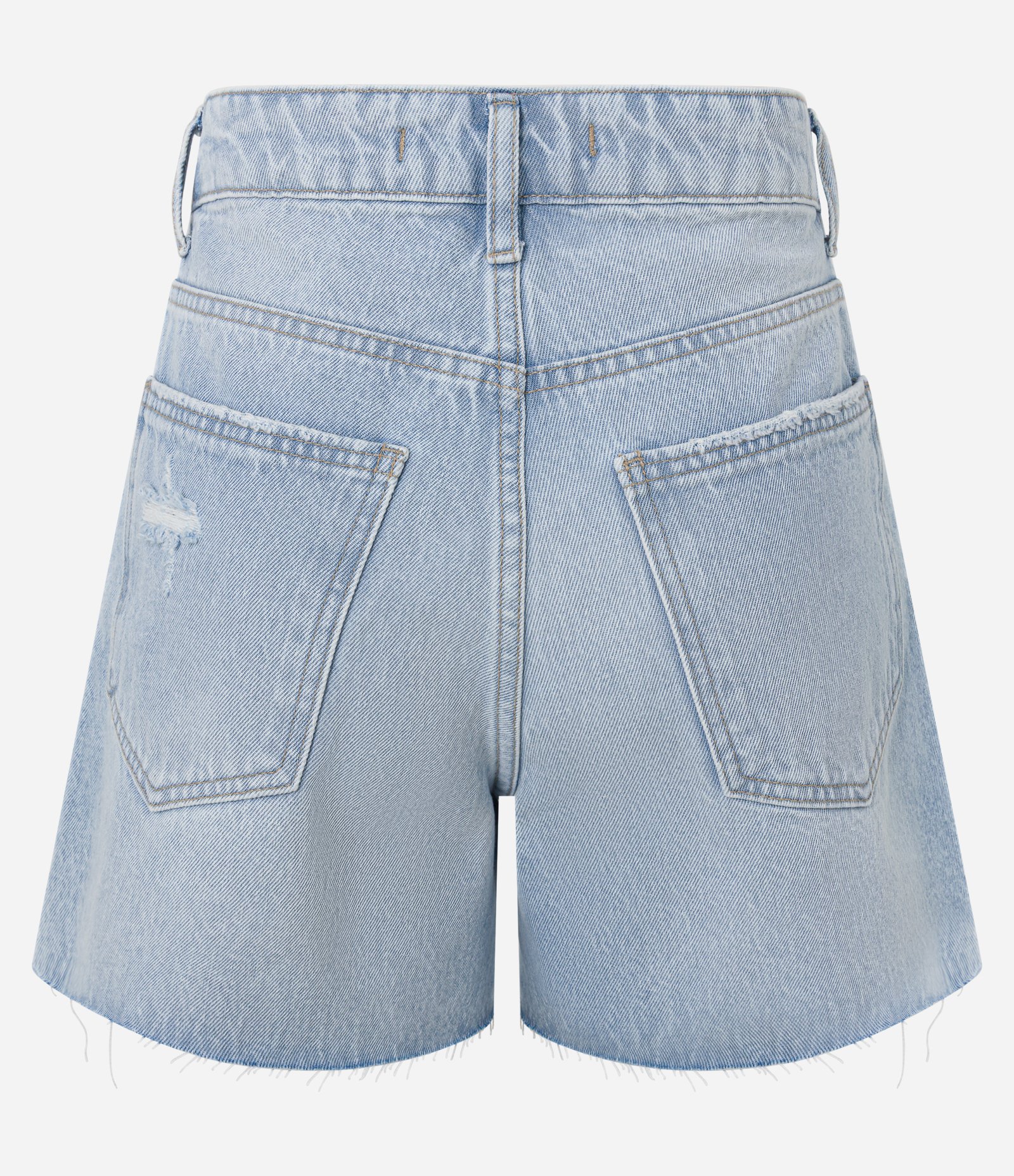Short Midi Jeans com Puídos na Barra Azul 2
