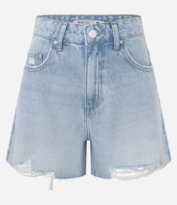 Short Midi Jeans com Puídos na Barra