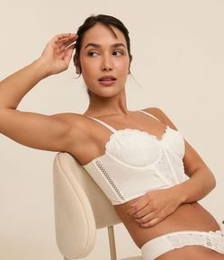 Corset sem Bojo em Algodão com Bordado