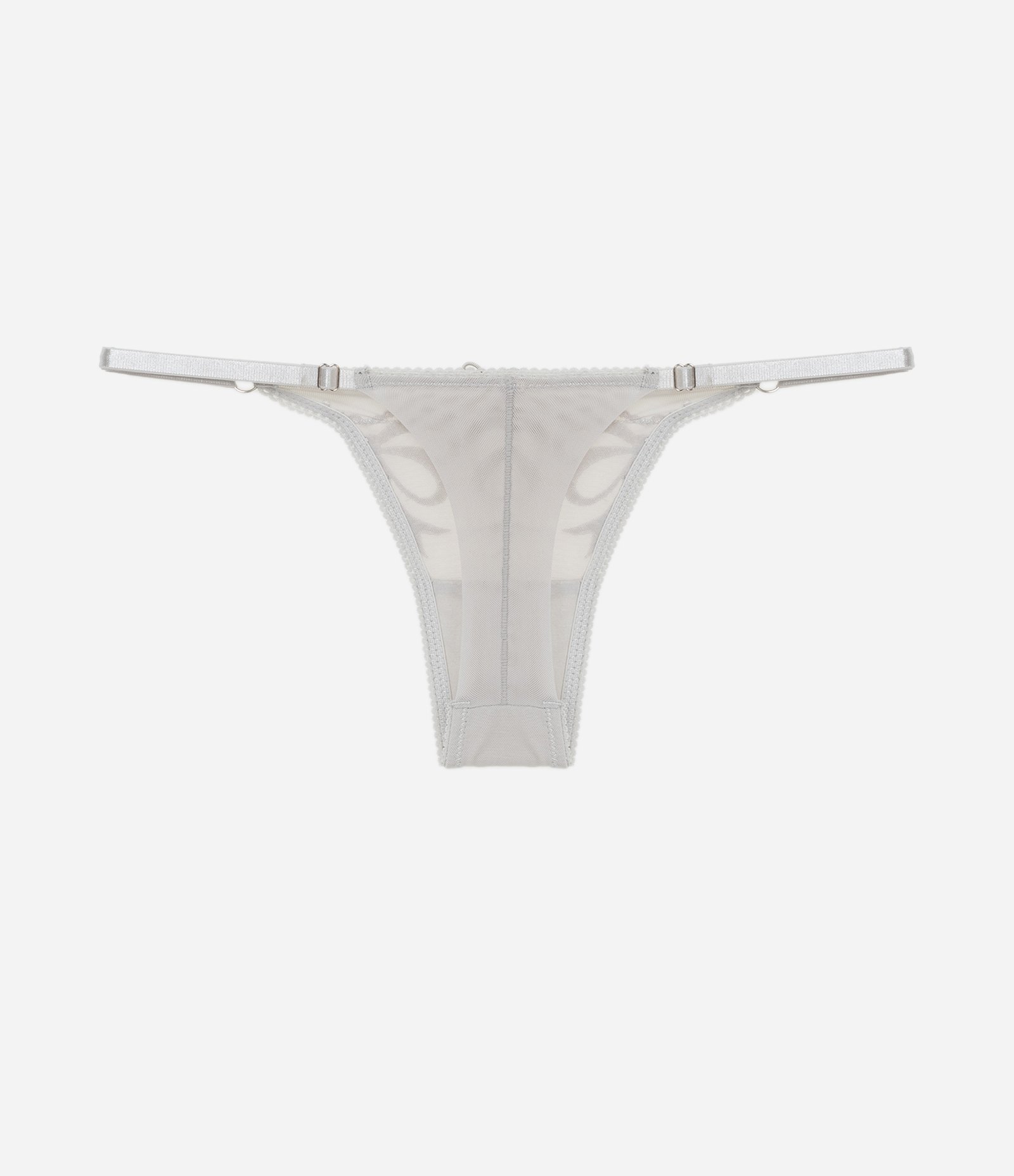 Calcinha String Fio Duplo em Tule com Bordado de Laços Cinza 6