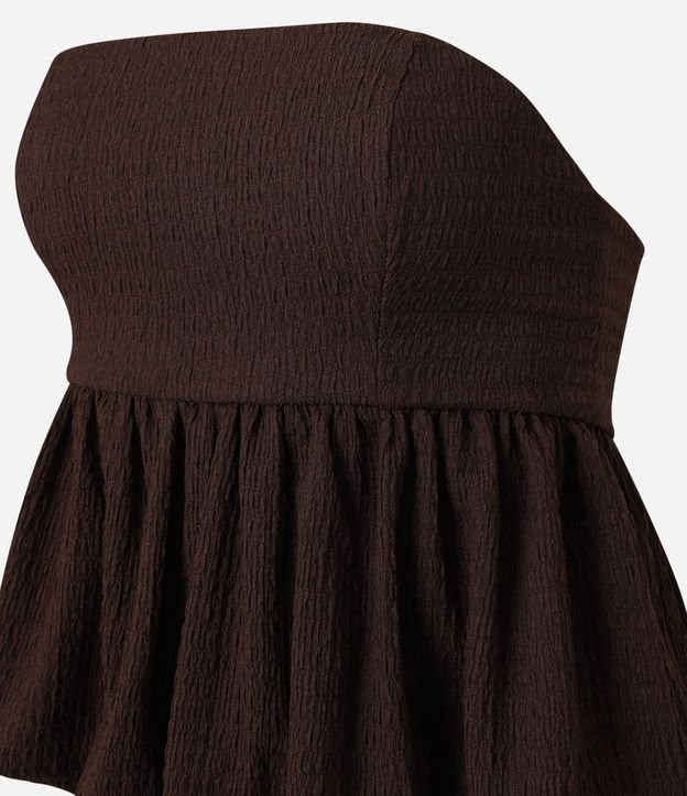Blusa Balonê Texturizada com Decote Tomara que Caia