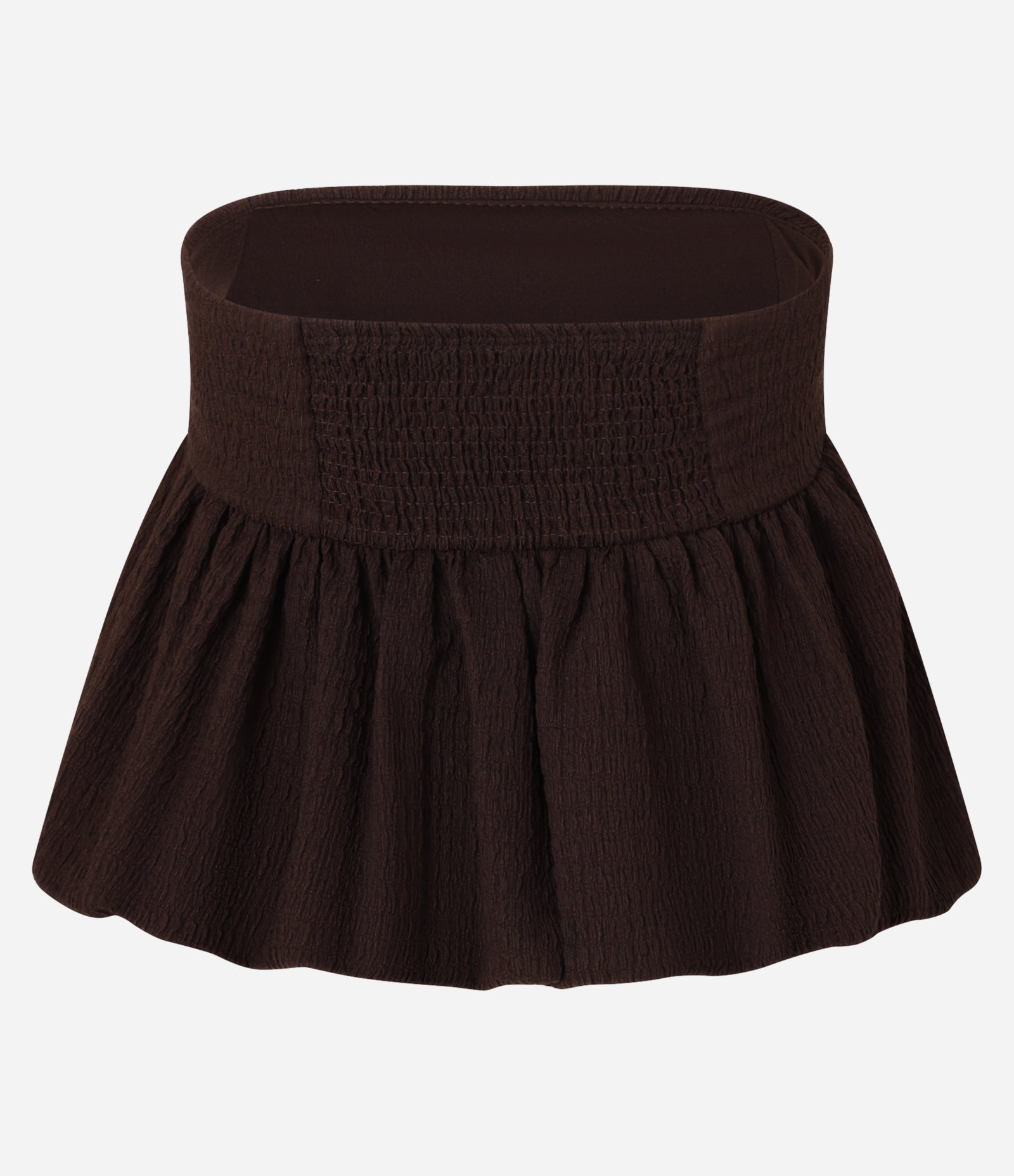 Blusa Balonê Texturizada com Decote Tomara que Caia Marrom 6