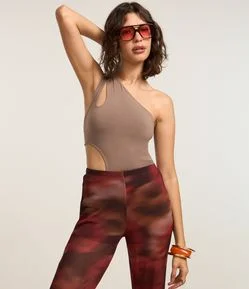 Body em Microfibra com Recortes Vazados