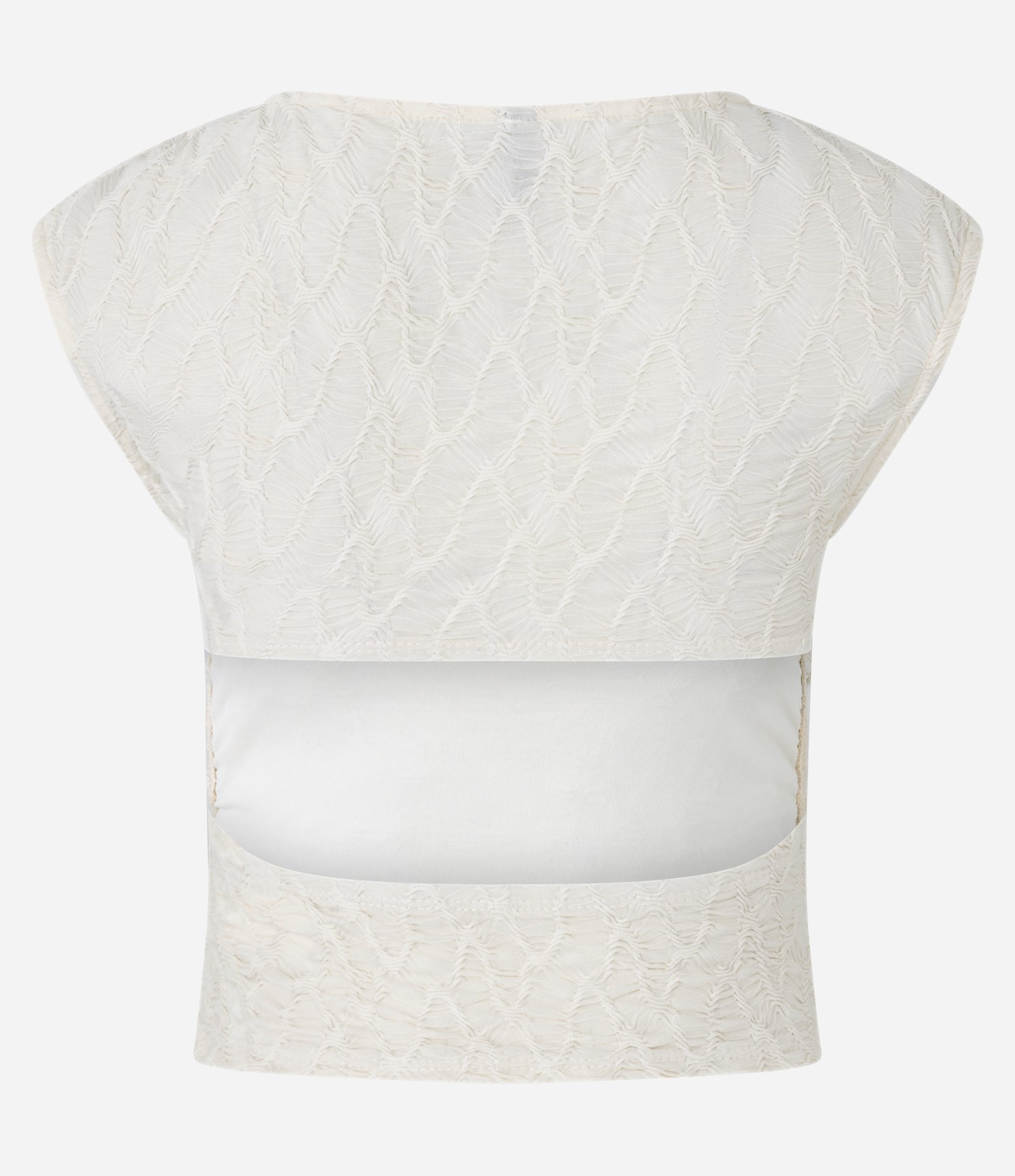 Blusa em Tricô Texturizada com Recorte Vazado nas Costas Bege 7