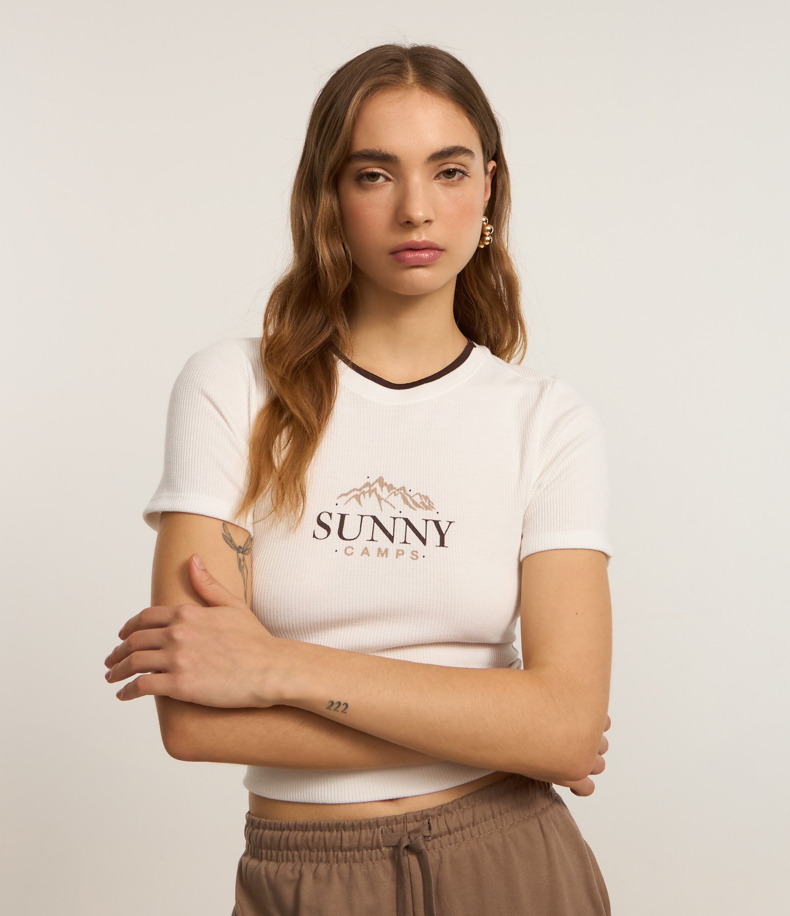 Blusa New T-shirt Texturizada e Estampa Sunny Camps Branco 1