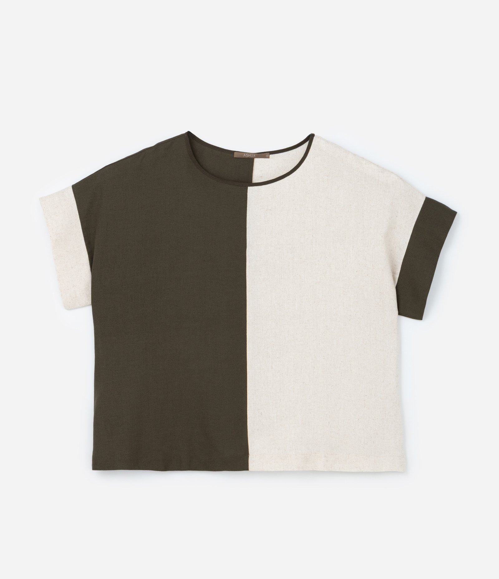 Blusa em Tela Bicolor Curve & Plus Size Verde/Off White 4