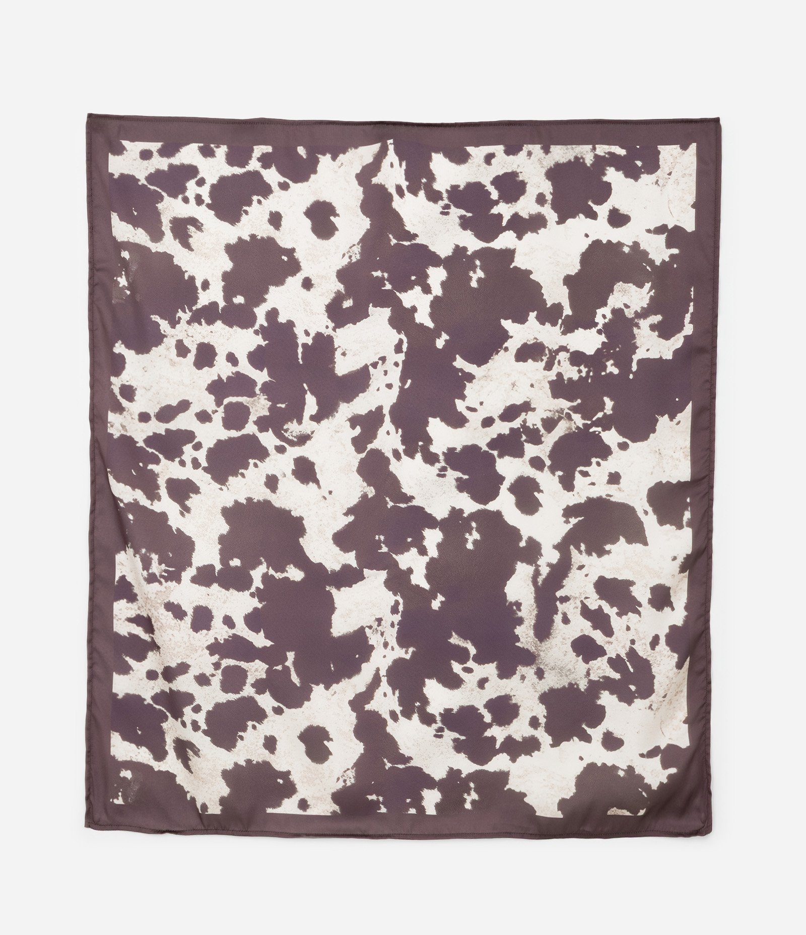 Lenço Retangular em Cetim com Estampa Animal Print Vaca Marrom 1