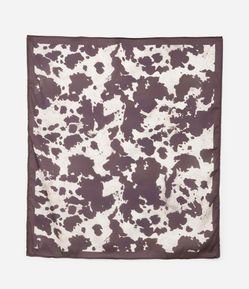 Lenço Retangular em Cetim com Estampa Animal Print Vaca