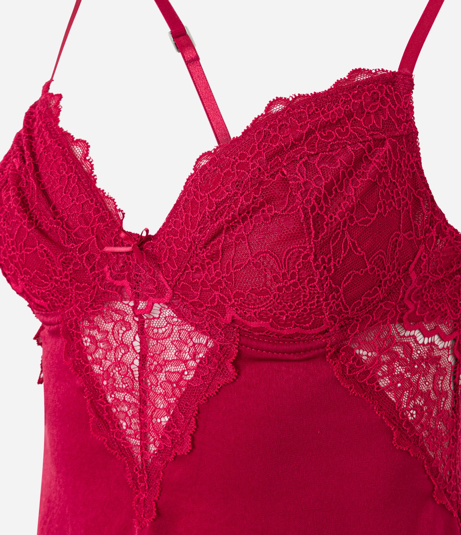 Camisola Sem Bojo em Microfibra com Renda no Busto Vermelho 6
