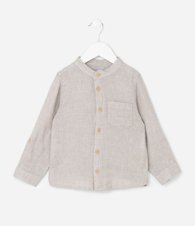 Camisa Infantil com Botões Contrastantes e Bolso - Tam 1 a 6 Anos