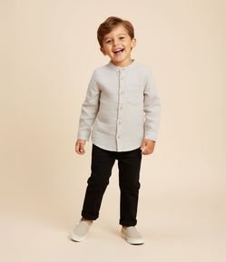 Camisa Infantil com Botões Contrastantes e Bolso - Tam 1 a 6 Anos