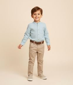 Camisa Infantil com Botões Contrastantes e Bolso - Tam 1 a 6 Anos