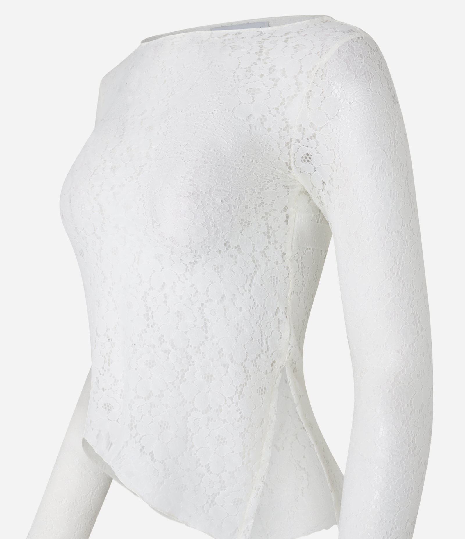 Blusa em Renda com Barra Assimétrica Off White 7