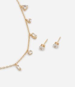 Conjunto de Colar e Brinco com Pingentes de Ponto de Luz