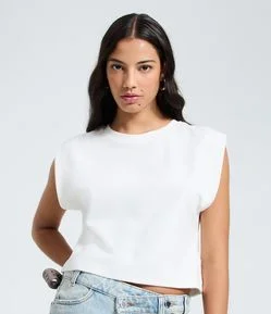 Blusa em Ribana sem Manga Ombreira