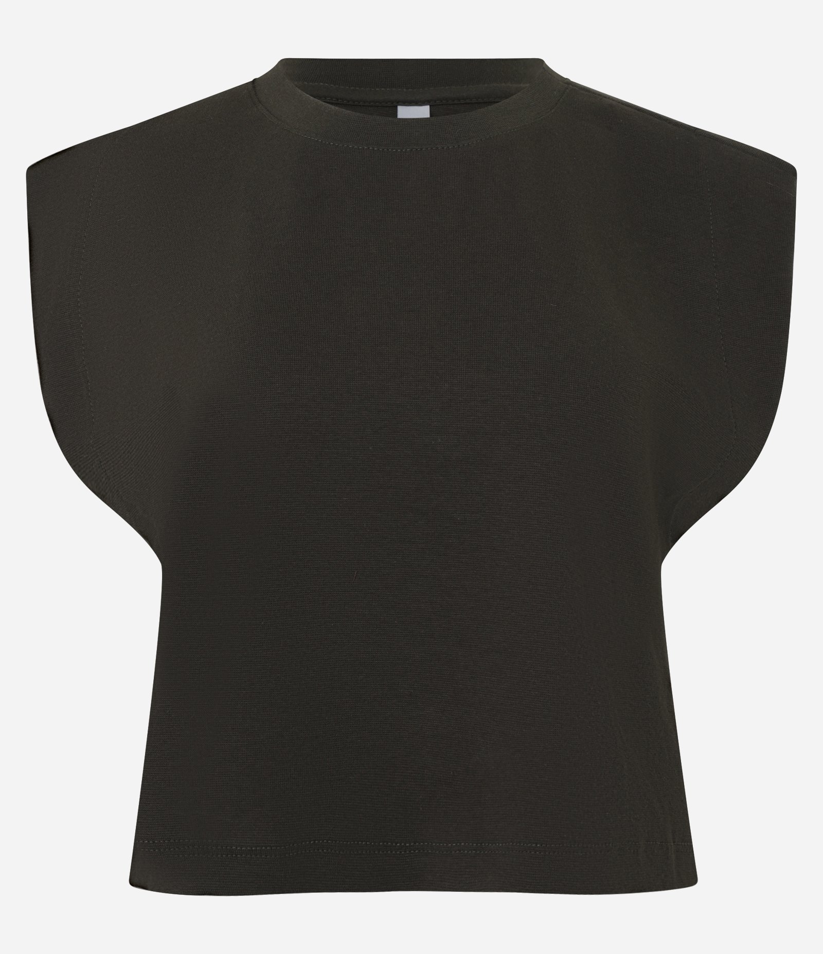 Blusa em Ribana sem Manga Ombreira Verde Escuro 1