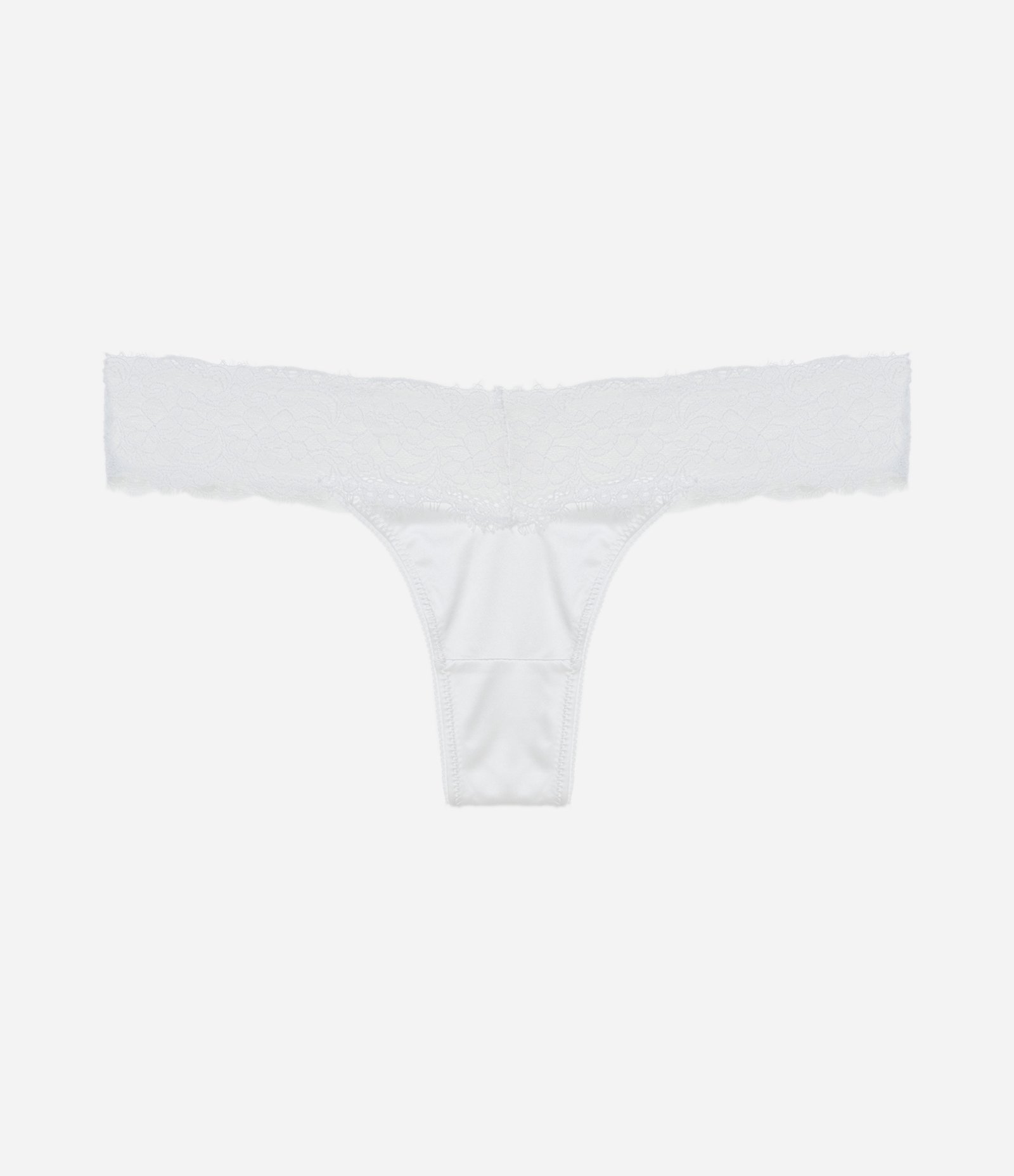 Calcinha String Fio Duplo em Microfibra com Renda Lateral Branco 5