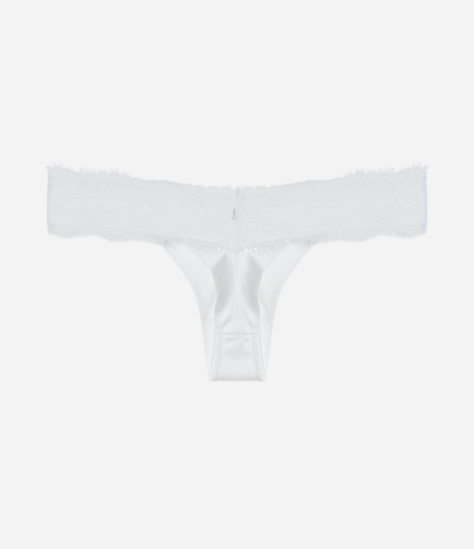 Calcinha String Fio Duplo em Microfibra com Renda Lateral Branco 6