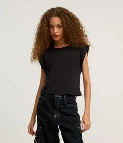 Blusa em Ribana sem Manga Ombreira