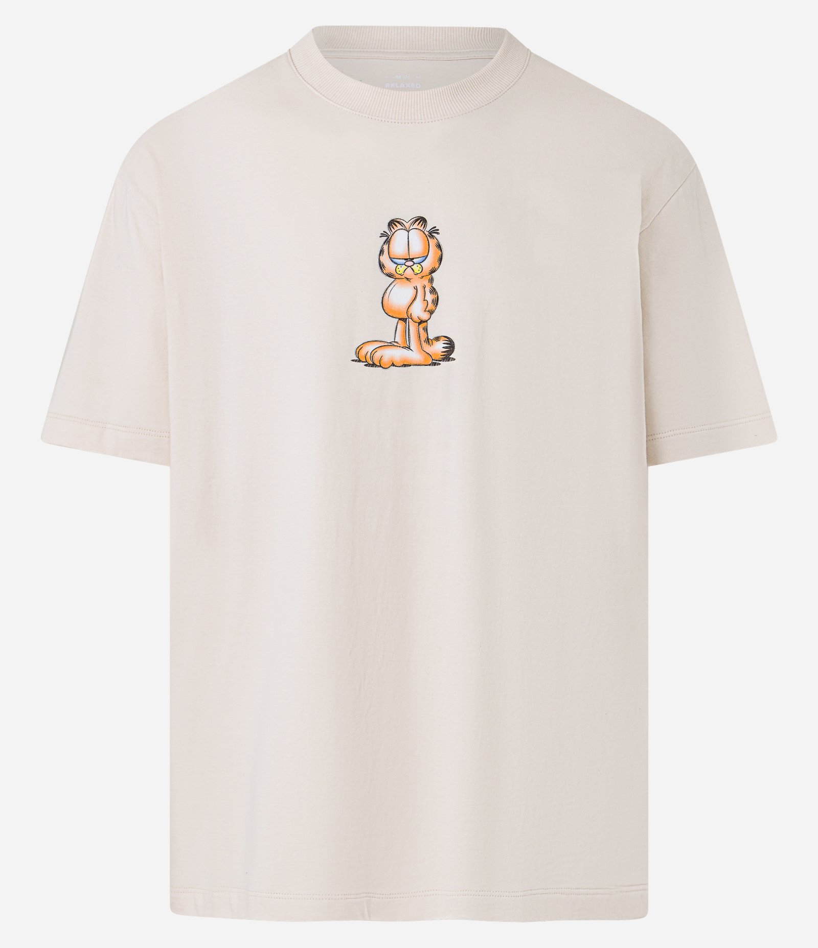 Camiseta Relaxed em Algodão com Estampa Garfield Bege 4