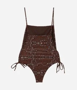 Maiô em Microfibra com Estampa Paisley e Decote Reto