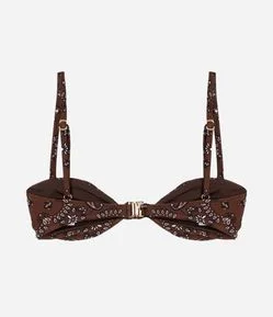Biquíni Top Bandeau em Microfibra com Estampa Paisley e Nózinho