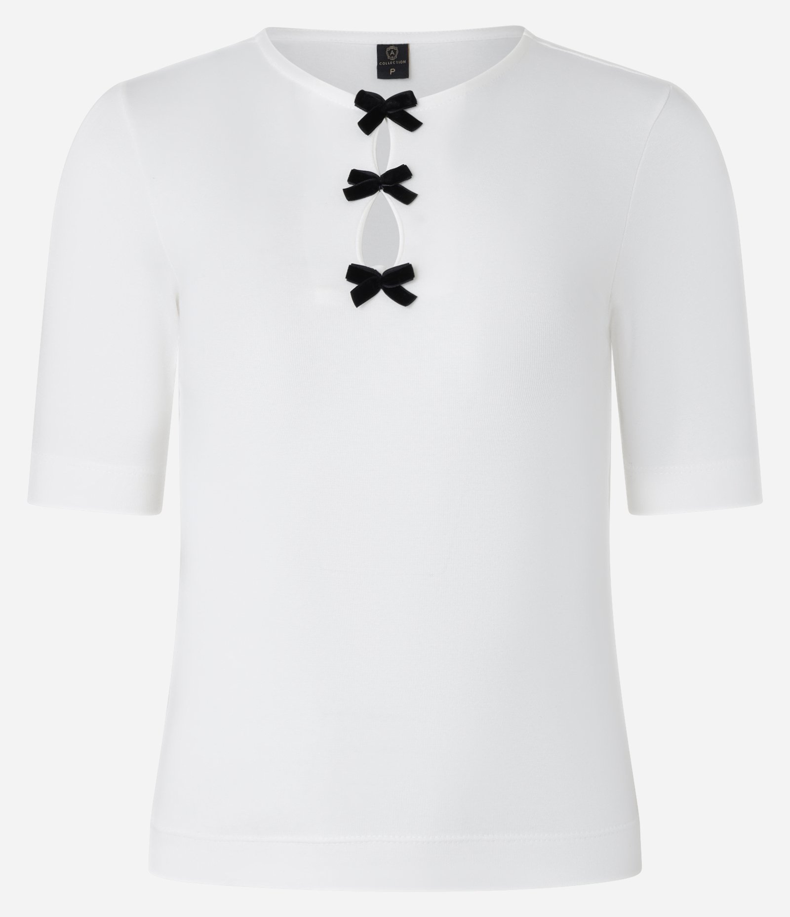 Blusa em Ribana com Laços de Veludo Branco 7