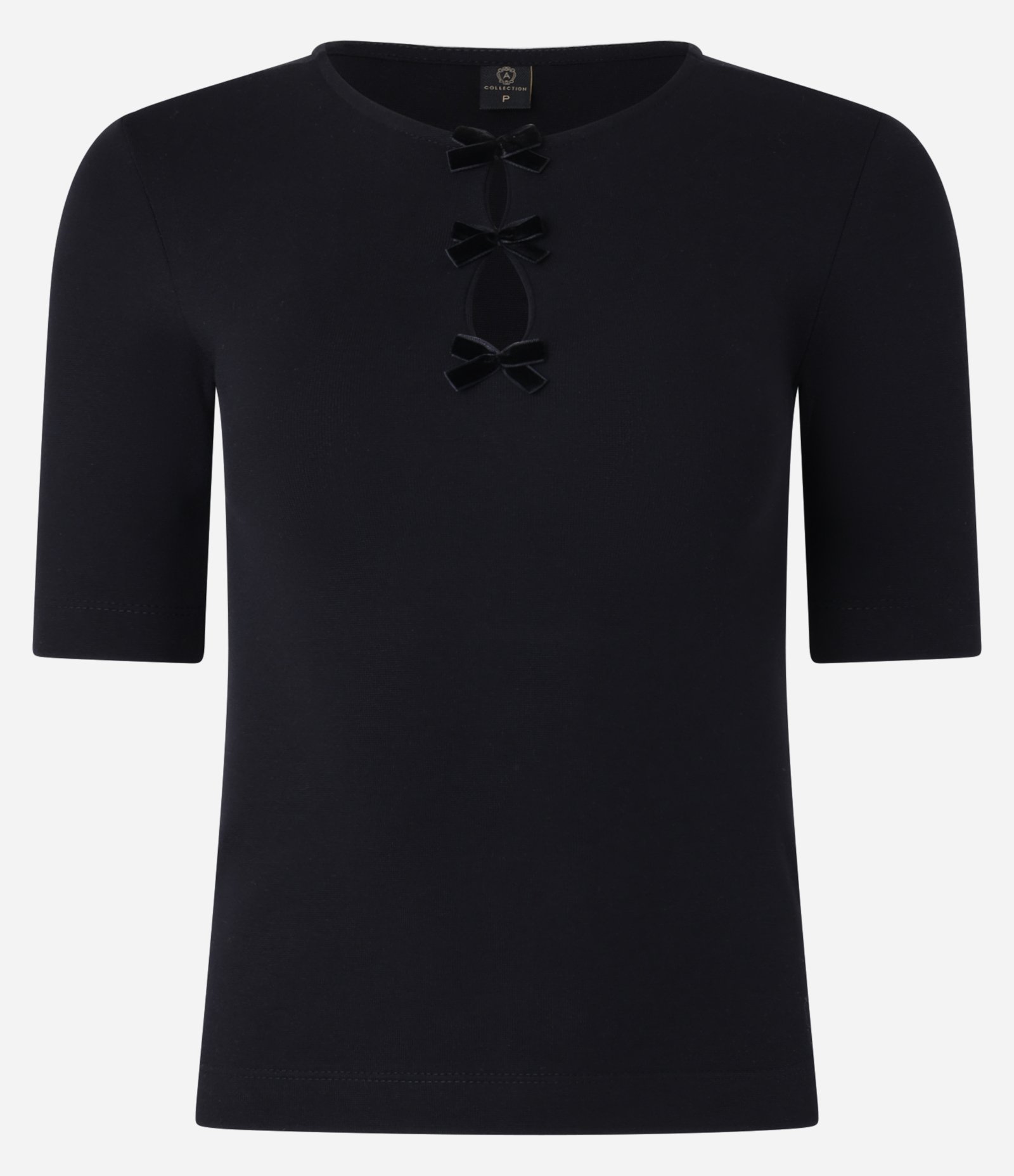 Blusa em Ribana com Laços de Veludo Preto 5