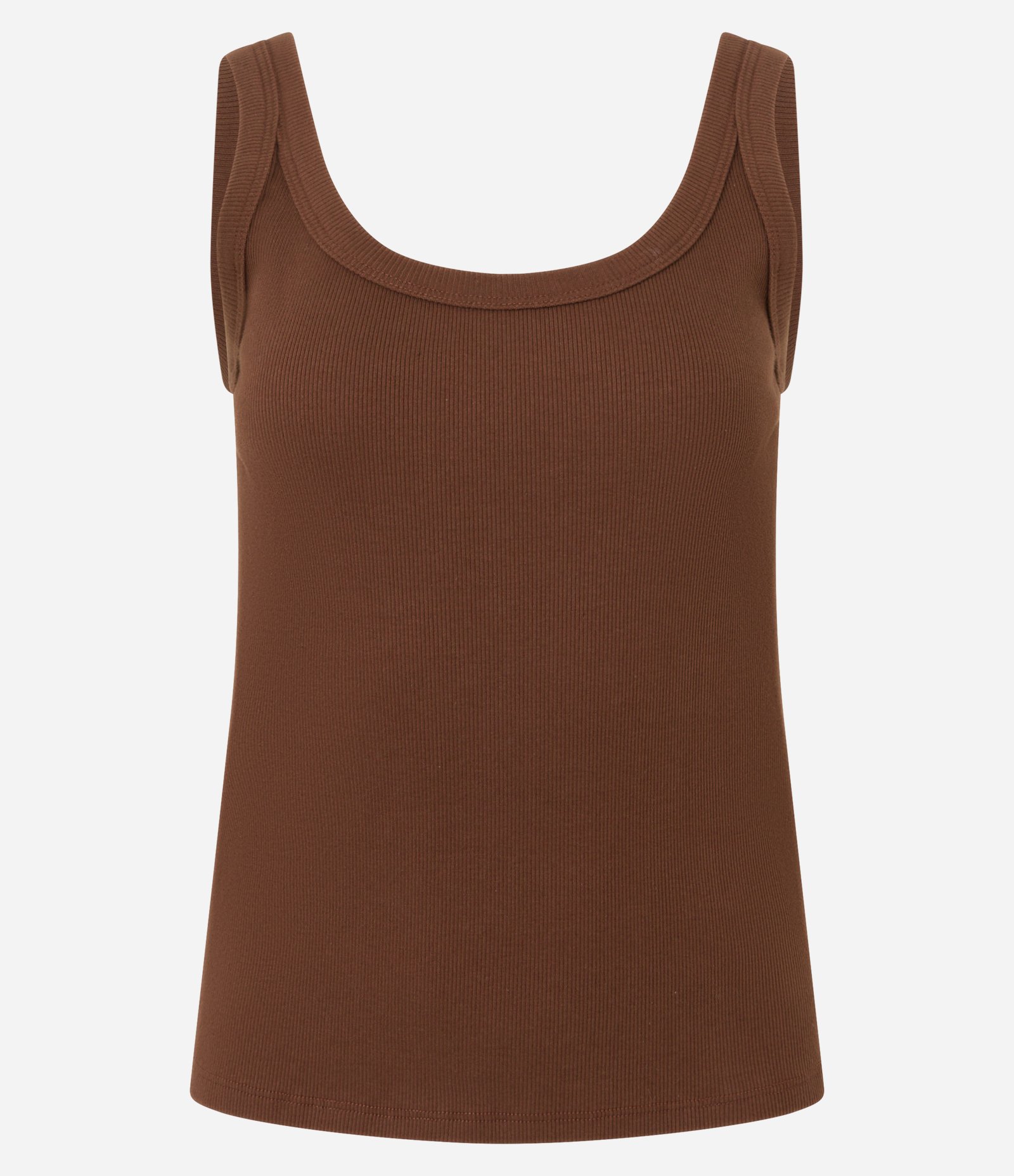 Blusa Regata em Ribana com Decote U Marrom 5