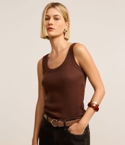 Blusa Regata em Ribana com Decote U