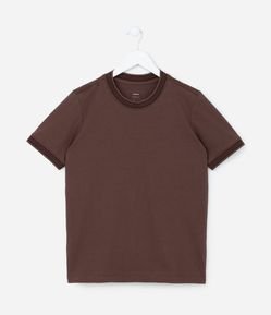 Camiseta Infantil Texturizada com Viés Contrastantes - 5 a 14 Anos
