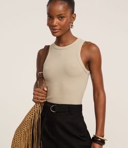 Blusa Regata em Ribana com Textura Canelada