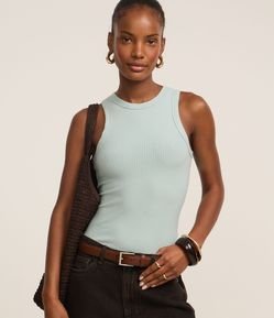 Blusa Regata em Ribana com Textura Canelada