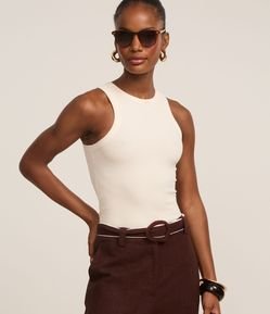 Blusa Regata em Ribana com Textura Canelada