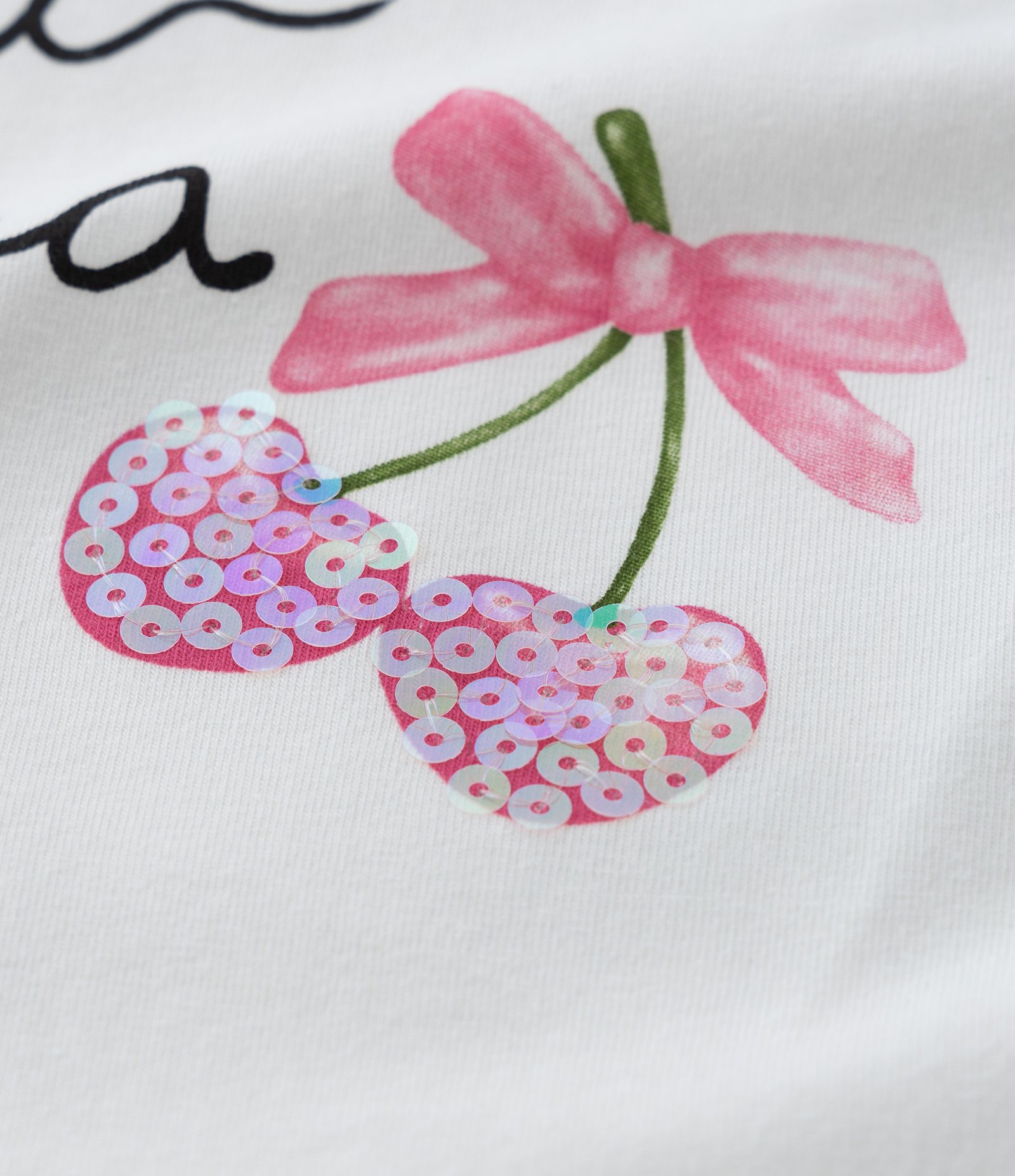 Blusa Infantil com Lettering e Bordado em Paetês - Tam 5 a 14 Anos Branco 4