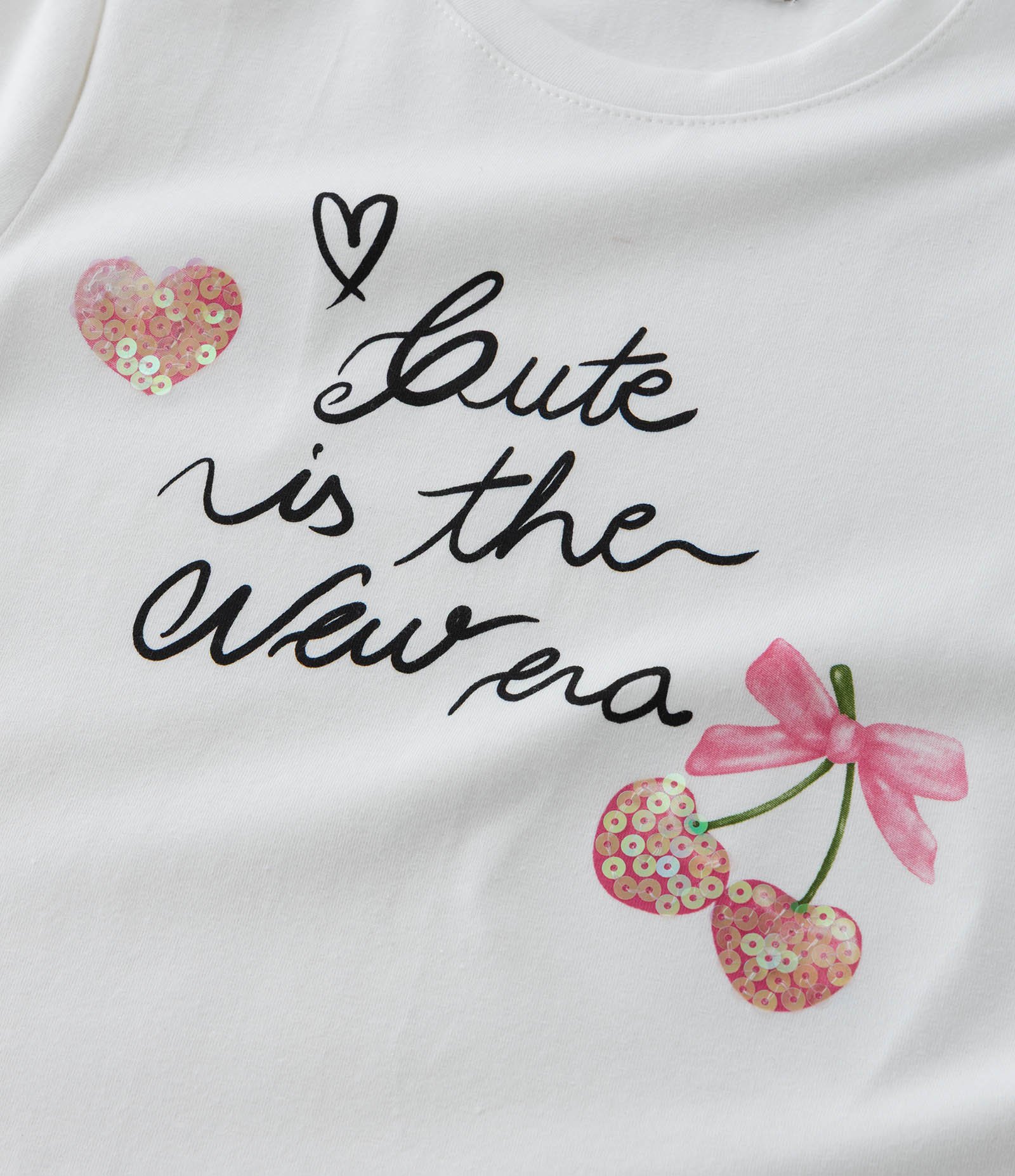 Blusa Infantil com Lettering e Bordado em Paetês - Tam 5 a 14 Anos Branco 5