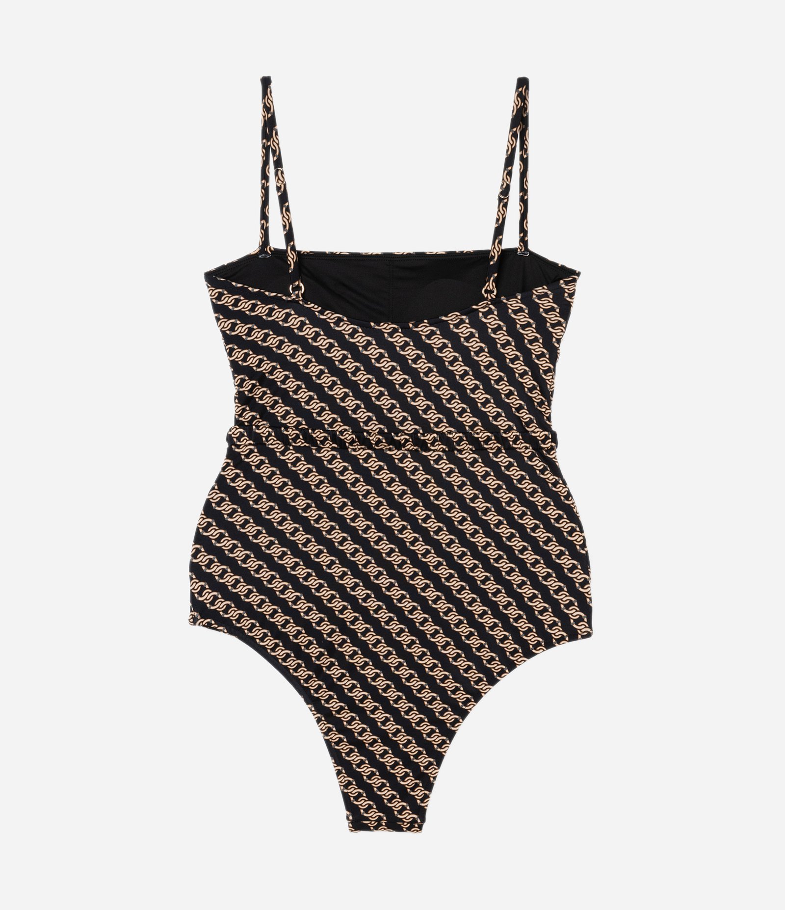 Maiô Reto em Microfibra com Estampa de Correntes e Cinto Preto 5