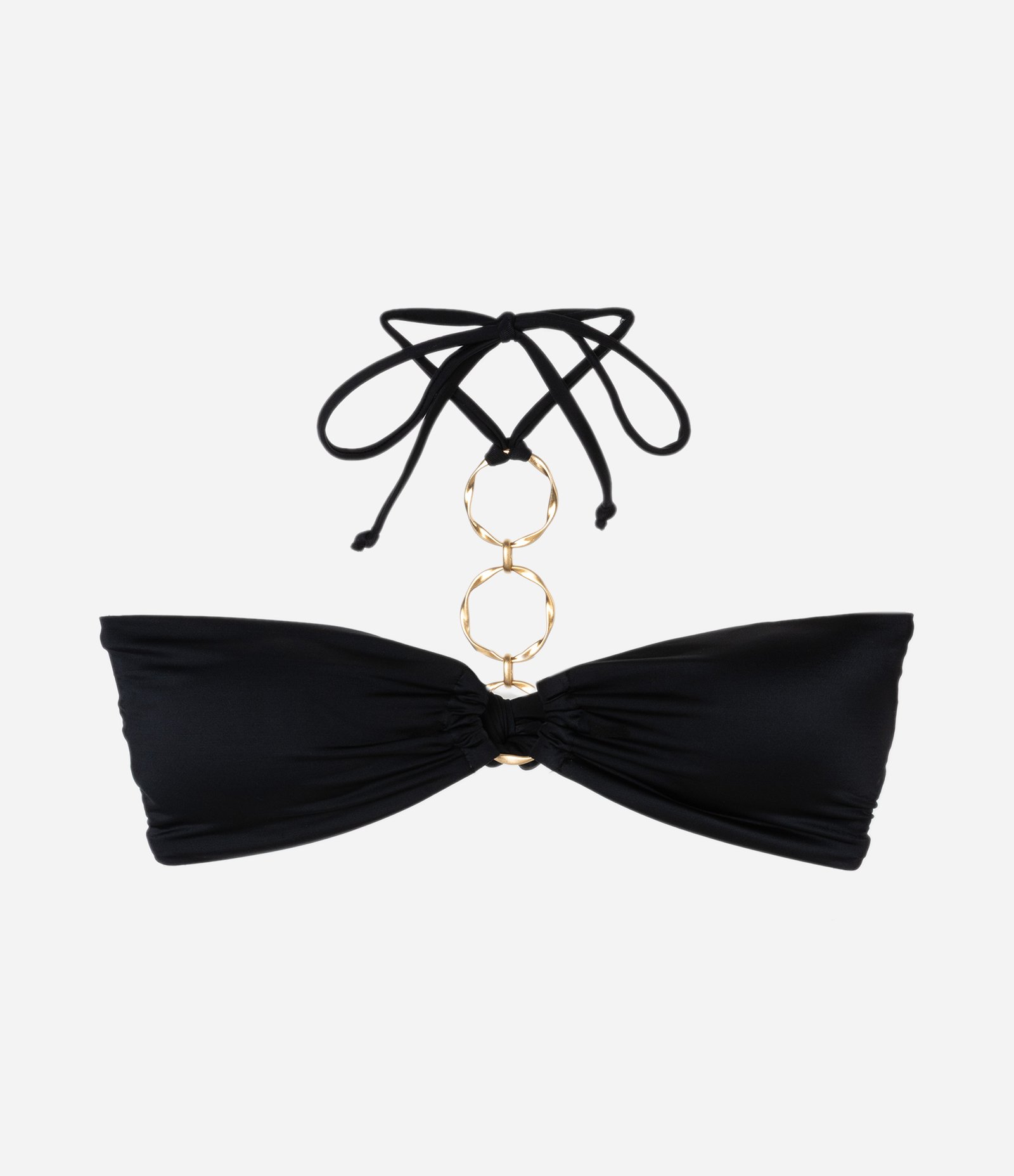 Biquíni Top Bandeau em Microfibra com Argolas Metalizadas Preto 6